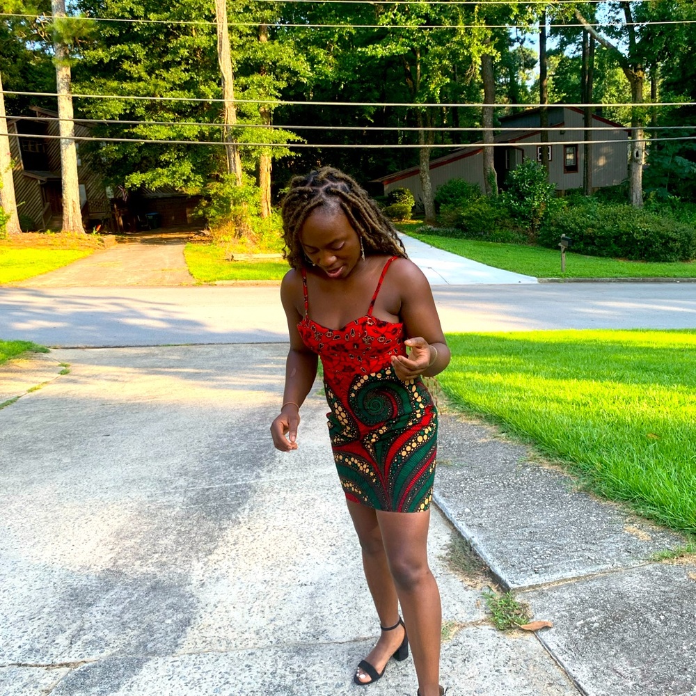 African print short dress